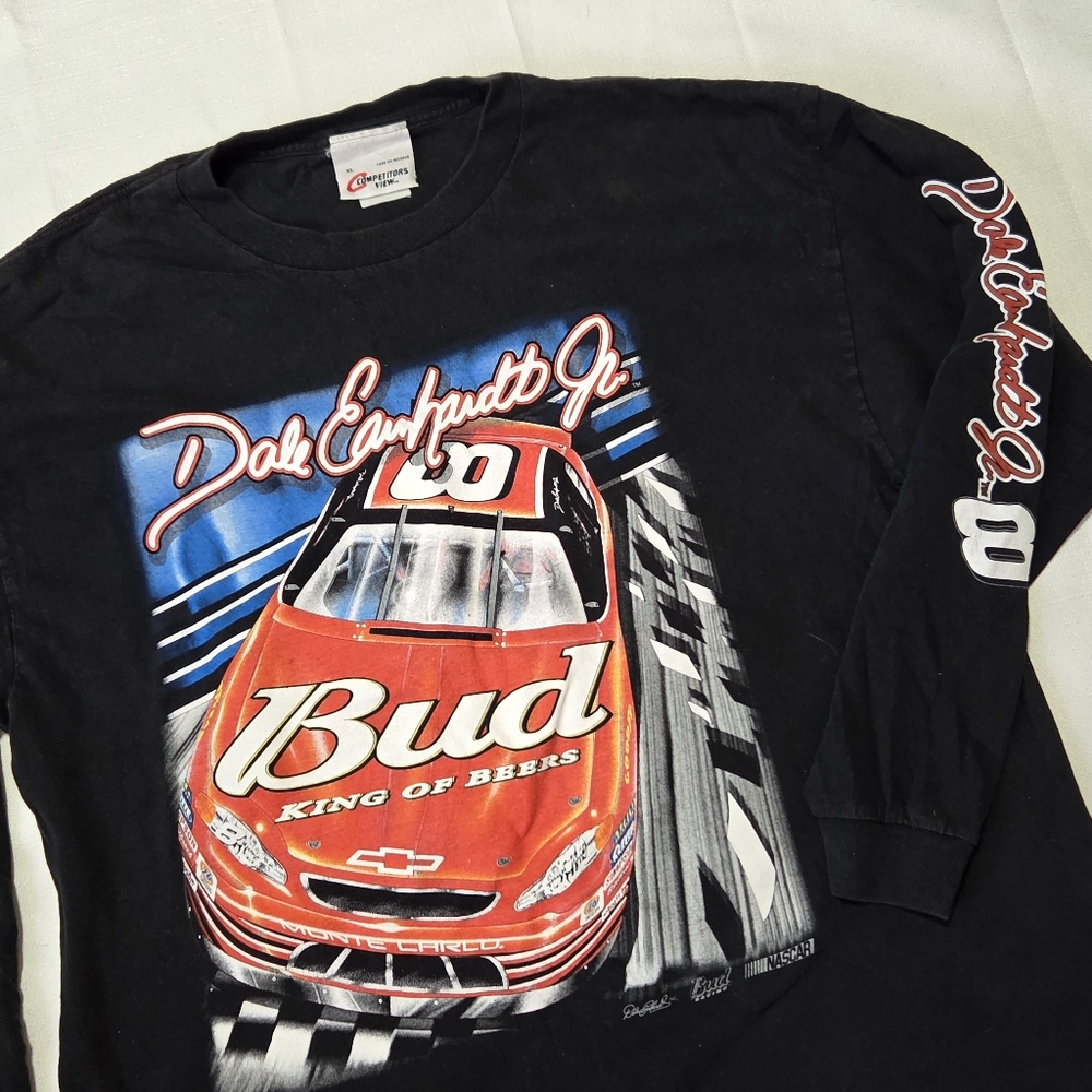 Vtg Dale Earnhardt Jr Long Sleeve Nascar Shirt XL Budweiser Competitors View
